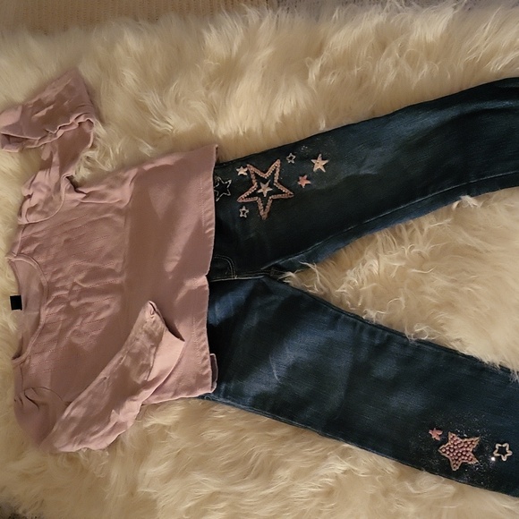 BABY GAP girls matching set- long sleeve sequins and sparkle jeans - Picture 1 of 6